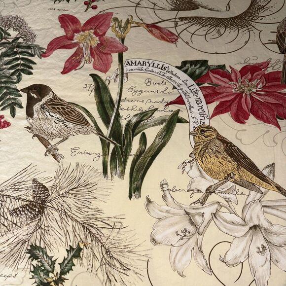 POTTERY BARN King Duvet Cover AMARYLLIS WINTER BIRDS PRINT Organic Cotton Button - Picture 7 of 12